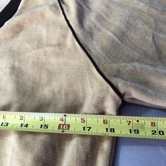 Vintage 1970s Velour Top Kids Size Medium Cream V Neck Long Sleeve Shirt Retro - Picture 6 of 9